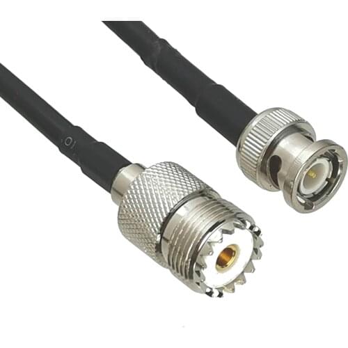 1Pcs RG58 Cable UHF SO239 Female Jack to BNC Male Plug Connector RF Coaxial Straight 4inch~5M