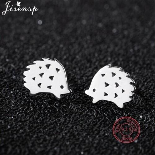 100% 925 Sterling Silver Jewelry Sweet Cute Hedgehog Stud Earrings for Women Girls Kids Sterling-Silver-Jewelry Prevent Allergy