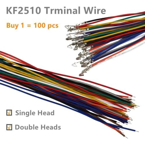 100PCS KF2510 Pitch Connector Male Female Docking Terminal Wire Electronic Wire Single/Double Head without Housing 26AWG 2.54mm