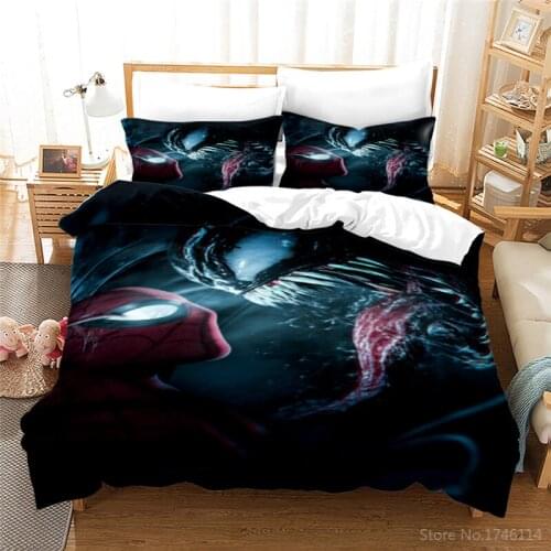 2/3pcs Marvel Venom Spiderman 3D Print Duvet Cover Set Twin Full Queen King Size Bedding Set Quilt Cover Pillowcase Home Textile