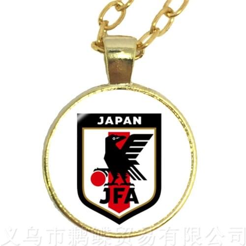 2018 Football Fans Necklace Japan,Portugal,Nigeria,Mexico,Morocco National Football Team LOGO Glass Dome Pendant Necklace Gift