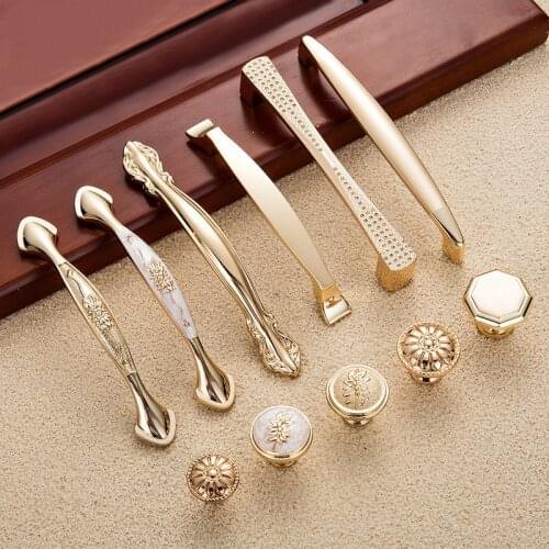 5 pc European style cabinet Pulls wardrobe drawer handle Champagne Gold Door Handles Knobs Wardrobe Pulls Furniture Handle