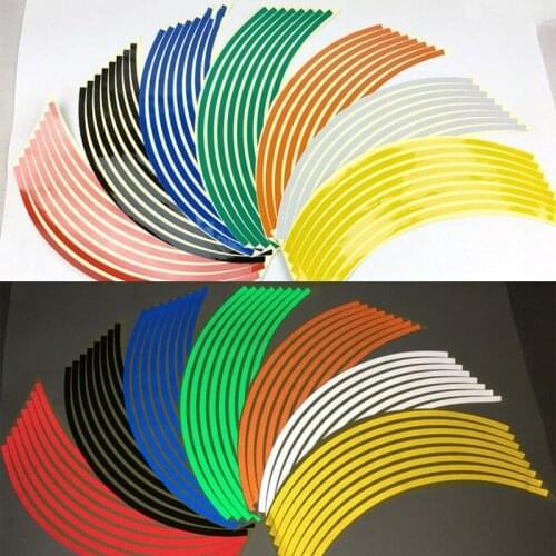 8 Colors Motorcycle Wheel Tire Rim Hub Decals Universal Car Styling Tyre Reflective Strips Sticker Tape 18 Inches