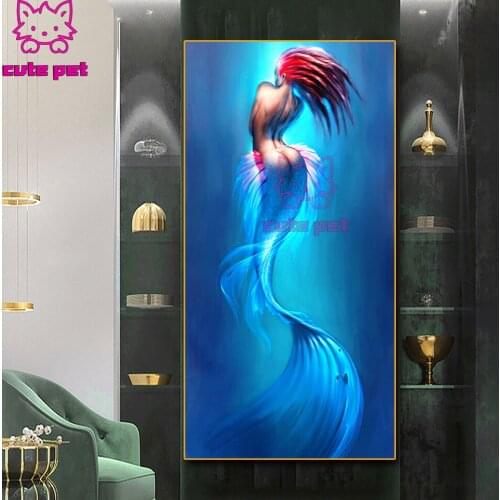 5D DIY Diamond Painting Full Square Round Drill Deep Sea Mermaid Embroidery Cross Stitch 5D icon gift Home Decor mosaic large