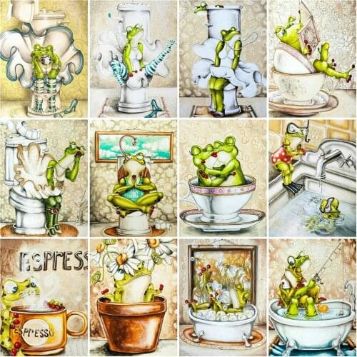 Huacan Full Diamond Embroidery Frog 5D Diamond Painting Mosaic Animals Needlework Arts And Crafts Decoration For Home