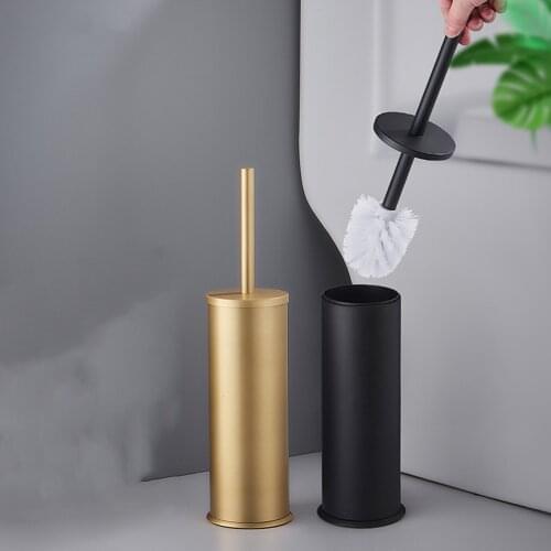 Aluminum Toilet brush holder Brush Gold Black Toilet Brush Holders Set Bathroom Clearing Lavatory Standing Toilet Bathroom Shelf