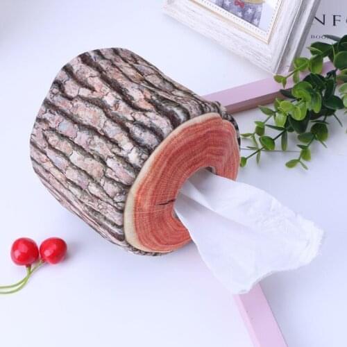 Car Tissue Boxes Imitation Tree Bark Tissue Box Car tissue box Napkin Holder Case Paper Cover Home Car Accessories