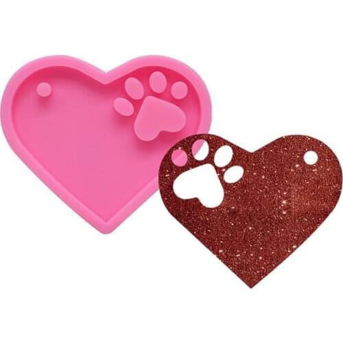 Shiny Valentine heart shape mold DIY keychain jewelry epoxy mould silicon Resin Crafting keychain Love silicone molds 40a
