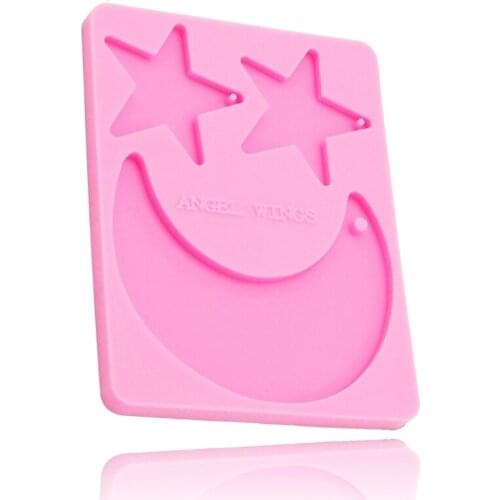 Keychain Epoxy Resin Mold Shiny Star Moon Shape Keyring Pendant Silicone Mould