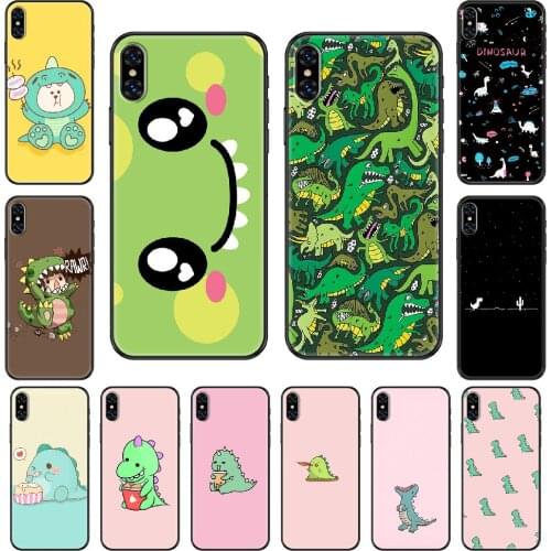 Lovely Cartoon Cute Dinosaur Phone Case Cover Hull For iphone 5 5s se 2 6 6s 7 8 12 mini plus X XS XR 11 PRO MAX black luxury
