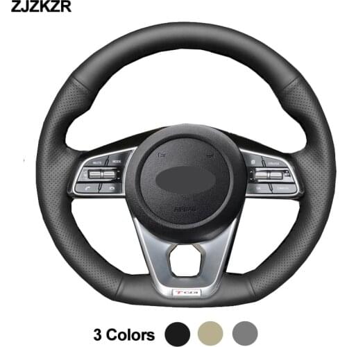 Car Steering-Wheel Cover Wrap Black Beige Gray Hand Sew For Kia K5 Optima 2019 2020 Forte GT 2019-2021 Ceed Cee'd GT 2018 2019