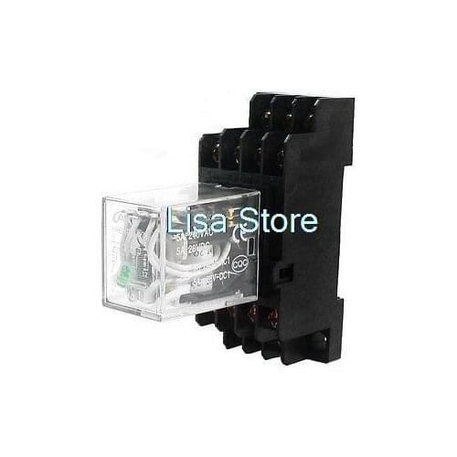 DIN Rail Mount 4PDT 14 Pins General Purpose Relay DC24V Coil w Socket