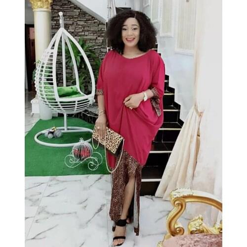 Long Dress Plus Size Women African Clothes Loose Leopard Printed Patchwork Maxi Dress Robe Sundress Autumn BC625