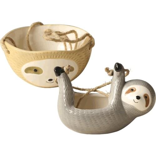 HOT Sloth Flower Pot Animal Plant Pot Hanging Planter Ceramic Pots for Plants Home Garden Hang Plant Scindapsus Chlorophytum Pot