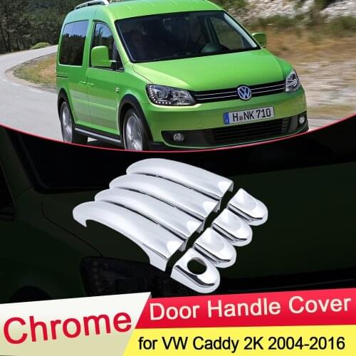 For Volkswagen VW Caddy 2K 2004~2016 Chrome Door Handle Cover Trim Set Car Cap Styling Accessories 2005 2006 2007 2008 2009 2010
