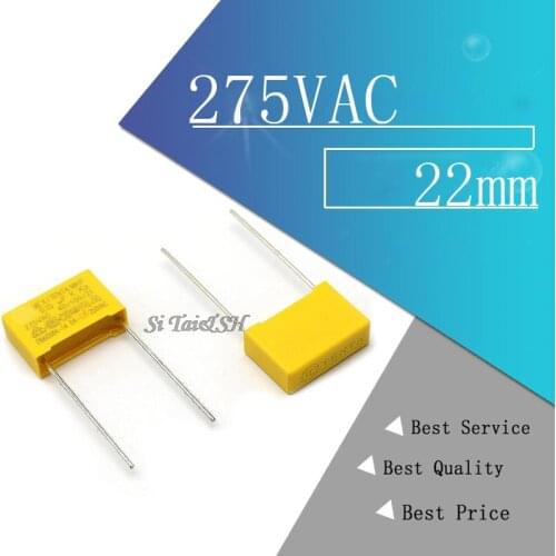 10pcs 1uF capacitor X2 capacitor 275VAC Pitch 22mm X2 Polypropylene film capacitor 1uF