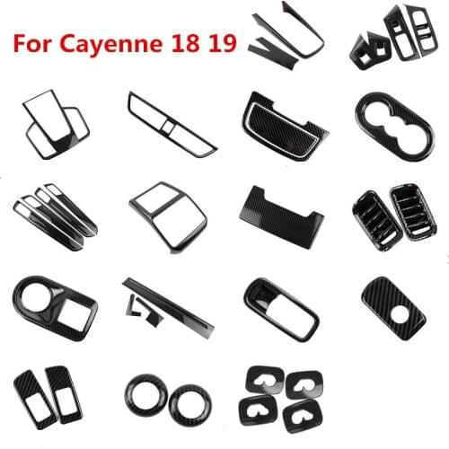 Carbon Fiber Printed Car Dashboard Outlet Cover Gear Drink Houlder Moulding Trim for Porsche Cayenne 2018 2019 Interior Styling