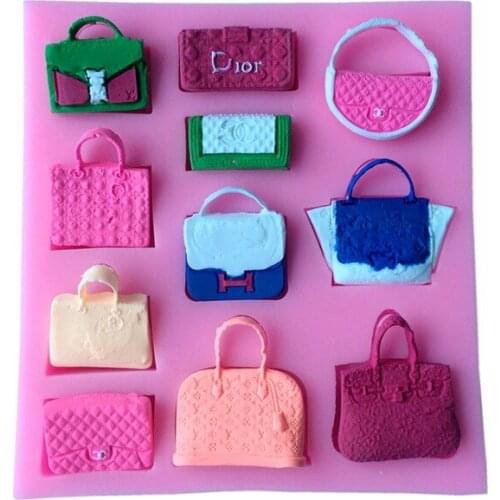 Fashion Lady Irregular Shape Bags Fondant Chocolate Mould Liquid Silicone Mold Fondant Cake Decoration Cake Tools Baking Tool