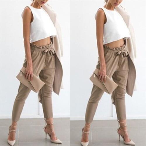 Fashion Versatile Cropped Women Trousers With Belt 2020 Summer Plus Size Pencil Pants Explosion Models High Waist Pants