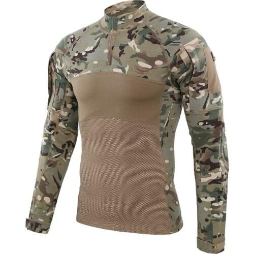 Male Multicam Shirt Top Military Uniform Tactical Long Sleeve T Shirt Men Camouflage Army Combat Shirt Airsoft Paintball Clothes