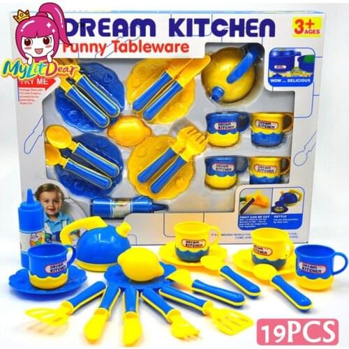 MylitDear 19pcs/set Plastic Kitchen Food Fruit Vegetable Cutting Kids Pretend Play Educational Toy Cook Cosplay Mini Food Toys