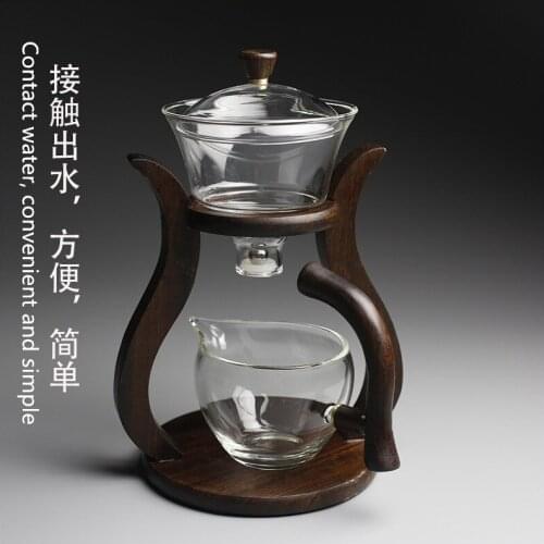 Heat-resistant glass tea set magnetic water diversion rotating cover bowl semi-automatic tea maker lazy teapot Kungfu tea set