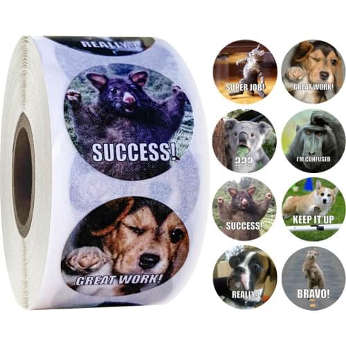 500 Pcs/roll Reward Stickers for Teachers Fun Motivational & Incentive Stickers for Kids Trendy Animal Meme Toys Stickers