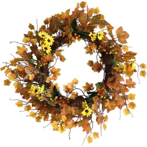 Wall Hanging Decorations Maple Leaf Garland Artificial Flowers Dry Plant 50cm Show A Strong Romantic Atmosphere Christmas Wreath