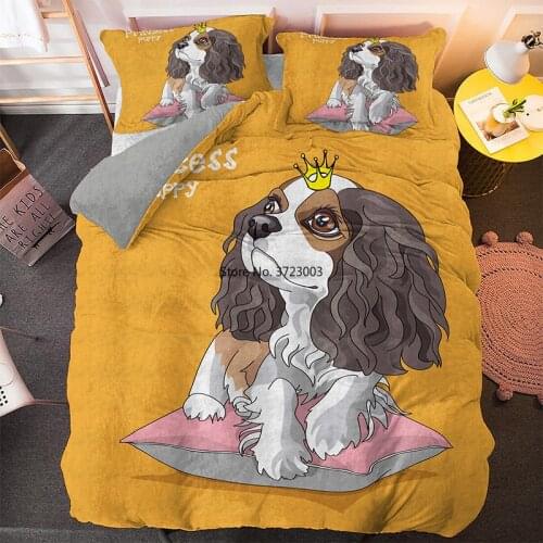 Cartoon Pug Digital Print Down Bedcover Pillowcase Cartoon 2/3 Single Double Queen King Size Home Textile