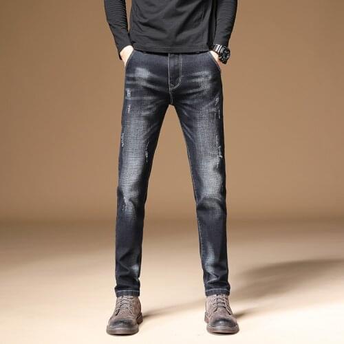 Newly Designer Fashion Men Jeans Retro Black Slim Fit Elastic Casual Denim Pencil Pants Korean Style Streetwear Trousers