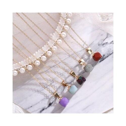 New Natural Stone Pendant Geometric Shape Pendant Necklace For DIY Jewelry Necklace Best Birthday Simple Jewelry Gift