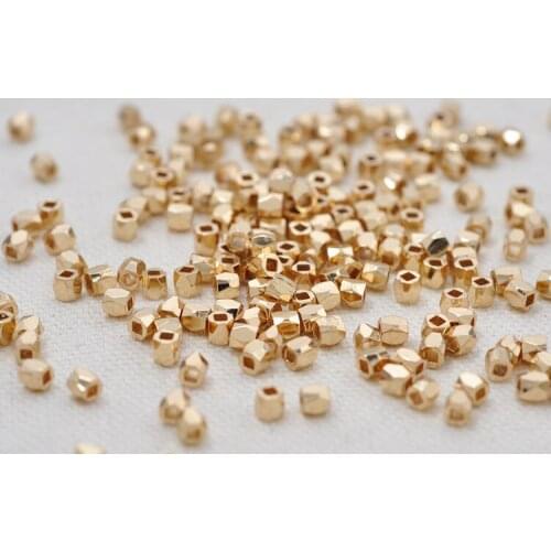 JFE35 Wholesale 100PCS Irregularly faceted beads square hole gold electroplated glossy beads DIY beads for jewelry making