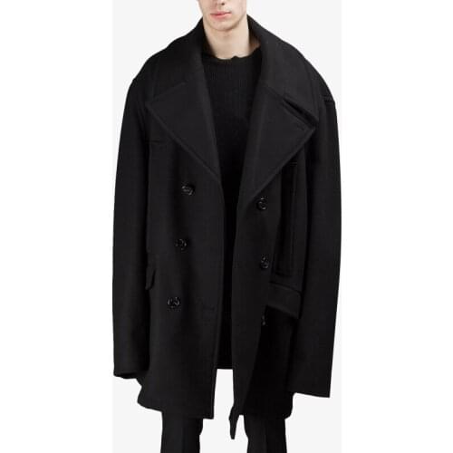 Extra loose mid-length coat wool cashmere autumn and winter thick coat large size profile OVERSIZE