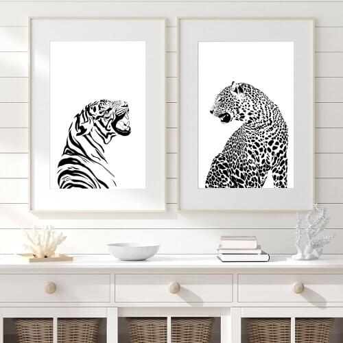 Boho Black White Cheetah Posters and Prints Canvas Painting Leopard Animal Wall Art Picture for Living Room Nordic Home Decor