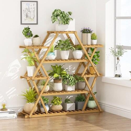 Household Balcony Solid Wood Flower Stand Multi-layer Indoor Floor Green Radish Plant Stand Fashion Pastoral Flower Pot Stand