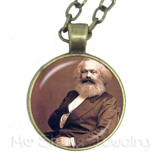 Commemorating Marxs 200th Anniversary Birthday Necklace Socialism Marxism Glass Cabochon Sweater Chain Gift For Souvenir