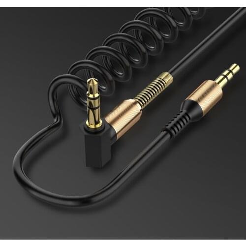 Spring 3.5 Jack Aux Cable 3.5 mm to 3.5mm Audio Cable Male to Male Kabel Gold Plug Car Aux Cord for iphone Samsung xiaomi mp3