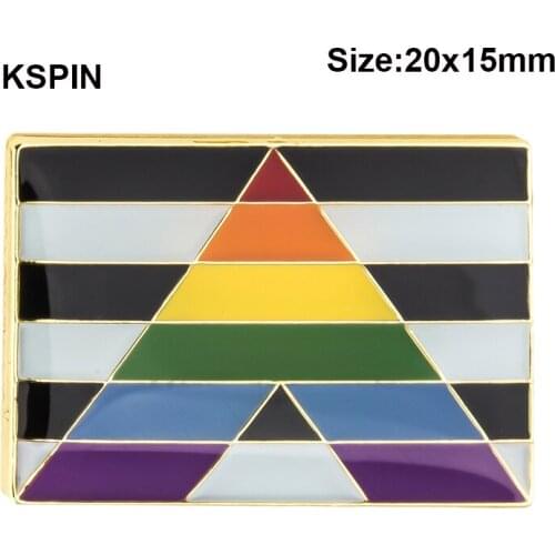 Straight Allies Badge Symbol Pin Metal Badges Decorative Brooch Pins for Clothes Brooch Jewelry XY0152