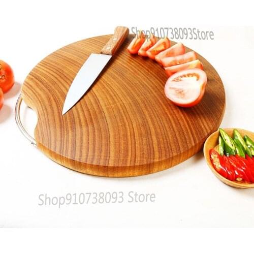 Cutting Board Solid Wood Household Circular Cutting Board Chopping Resistant Chopping Resistant Gold Iron Wood Cutting Board Thi