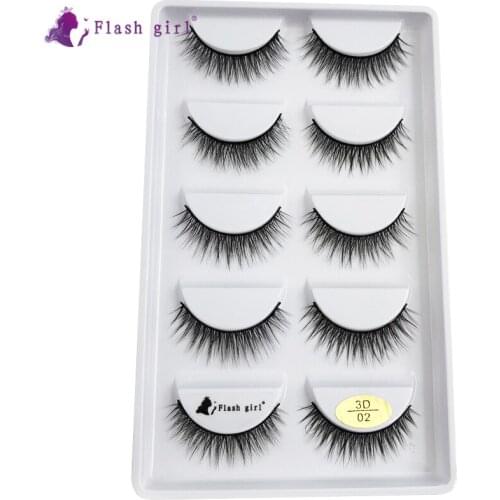 New 5 Pairs Mink Eyelashes 3D False Lashes 3D-02 Handmade Wispy Fluffy Fake Eyelashes Natural Volume Soft Eyelash Extension