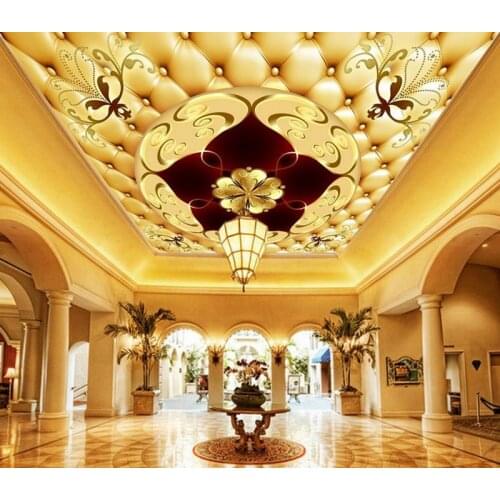 Luxury Customized 3d Photo Wallpapers Ceiling Murals 3d European Villa Hotel Lobby Large Frescoes Wall Paper Room Decoration