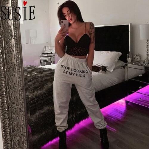 Trousers Women Joggers Loose Sweatpants Cotton Letter Print Autumn Casual Harem Pants High Waist Hip Hop Fashion Streetwear