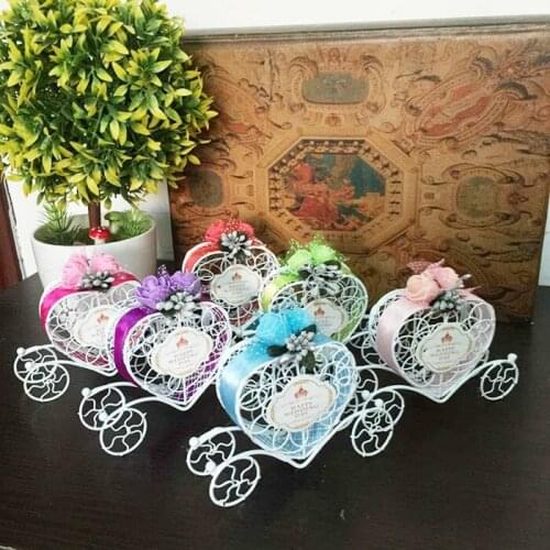 Ribbon bow wedding pumpkin carriage candy boxes Chocolate Boxes Gifts bridal baby shower favor containers party supplies