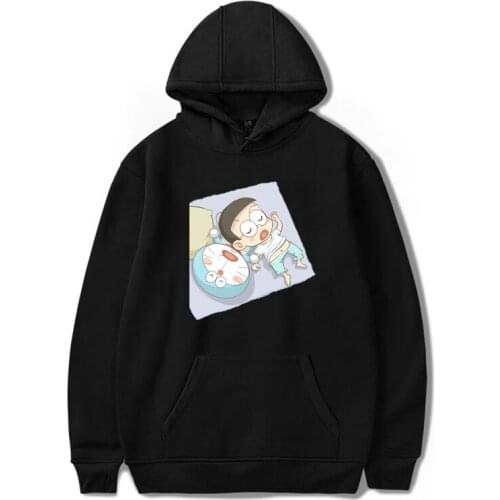 Doraemon Anime Hoodies Women Men Hip Hop Printed Sweatshirts Harajuku Thin Velvet Warm Tops Oversized Hooded Streetwear Clothes