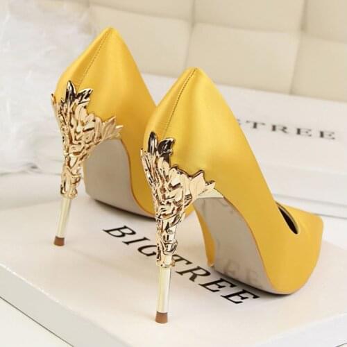 Bigtree Shoes Women Pumps Heels Sexy Stiletto High Heels Female Luxury Metal Decorate Heels Shoes Wedding Stripper Shoes Women