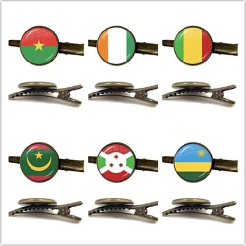 Mauritania,Mali,Rwanda,Coate d'Ivoire,Burundi,Burkina Faso National Flag Antique Bronze Tie Clip Jewelry For Shirt Gift