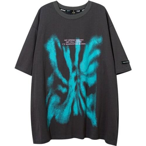 Street Shirt Handsome Dark Black Abi Style Graffiti Hip-hop T-shirt Cotton Short-sleeved Mens Summer Shirt