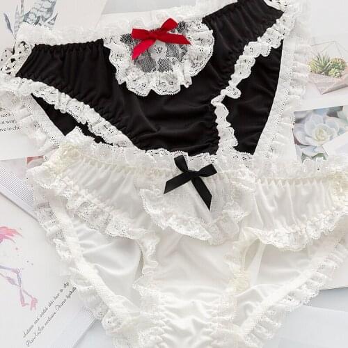 Japanese Panties Womens Lace Side Cutout Ribbon Low Waist Cute QMilch Triangle Girl Fat