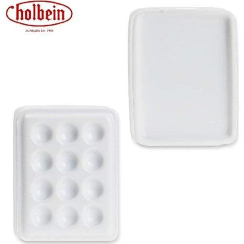 Japan Imported Holbein Watercolor Palette Square White Porcelain 12 Hole Round Hole Ceramic Paletas Paint Art Supplies