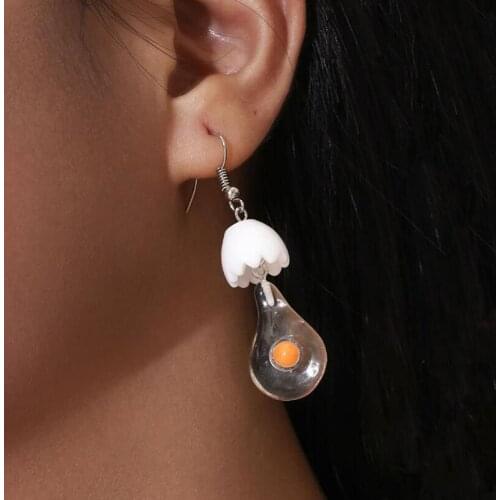 2021 Fashion Egg Resin Earrings for Women Alternative Funny Geometry Pendants Earring Beautiful Creative Fun Jewelry